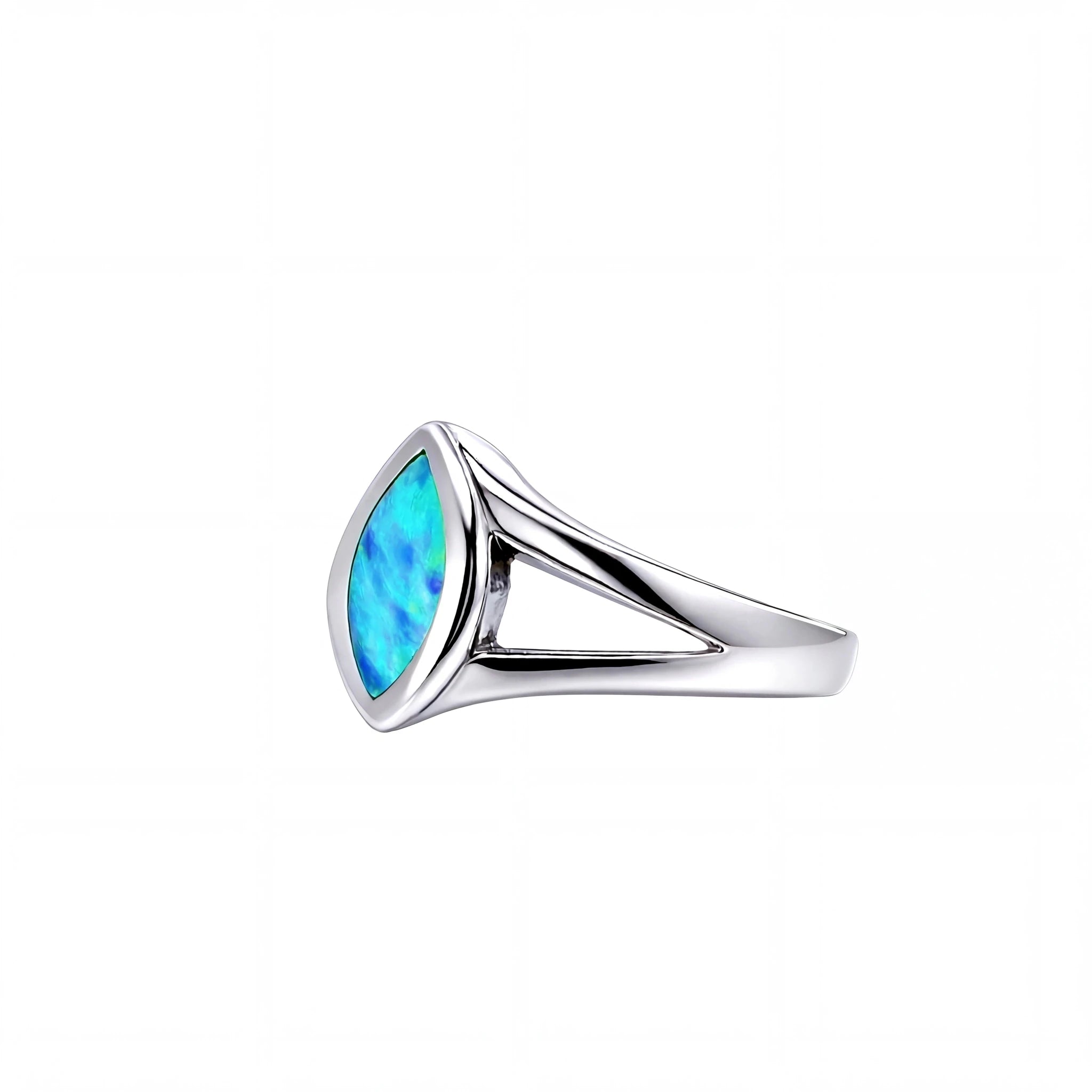 Doublet Opal Ring in 925 Sterling Silver - Green-Blue - Australian Opal Cutters and Pearl Divers