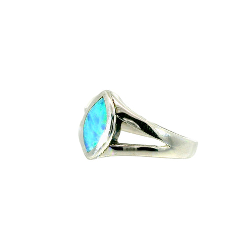 Doublet Opal Ring in 925 Sterling Silver - Green-Blue