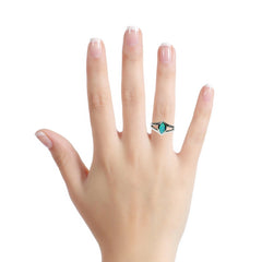 Doublet Opal Ring in 925 Sterling Silver - Green-Blue