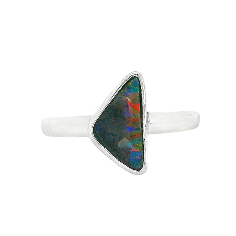 Boulder Opal Ring set in 925 Sterling Silver - Multicolour