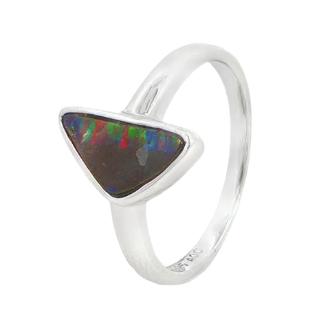 Boulder Opal Ring set in 925 Sterling Silver - Multicolour
