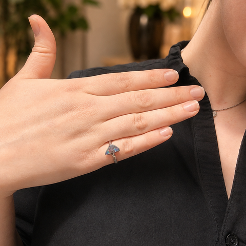 Boulder Opal Ring set in 925 Sterling Silver - Multicolour