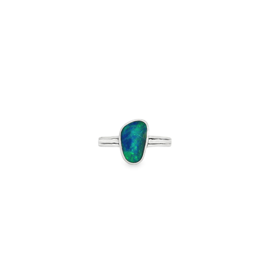 Australian Doublet Opal Ring Set in Sterling Silver