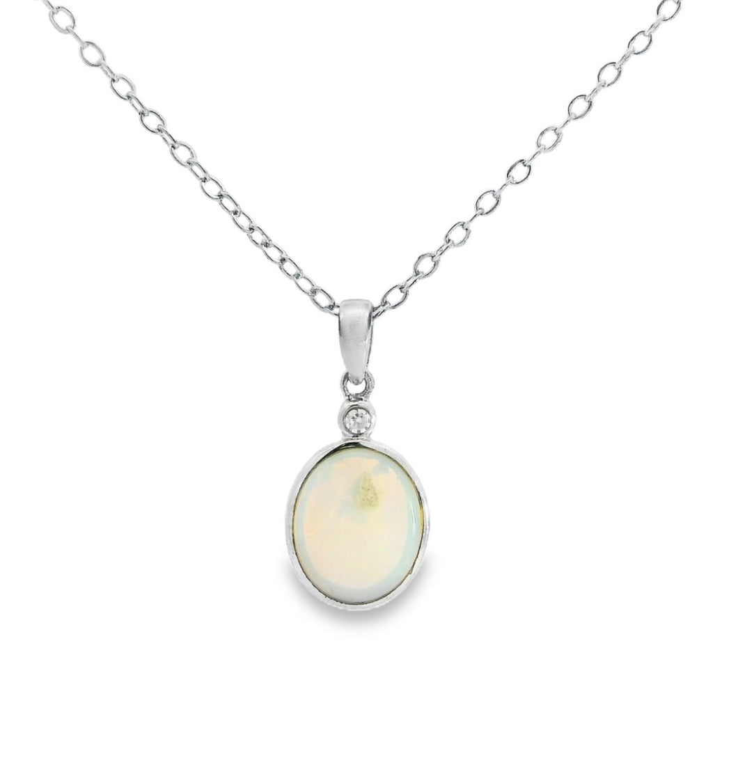 Australian Opal Light Pendant Set in Sterling Silver