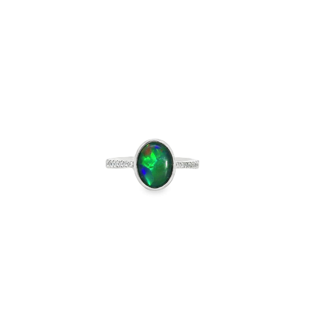 Australian Opal Triplet Ring set in Sterling Silver