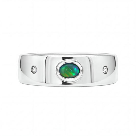 Australian Black Opal Ring set in 925 Sterling Silver