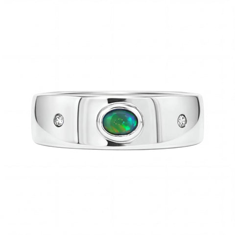 Australian Black Opal Ring set in 925 Sterling Silver - Australian Opal Cutters and Pearl Divers