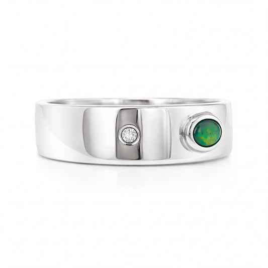 Australian Black Opal Ring set in 925 Sterling Silver