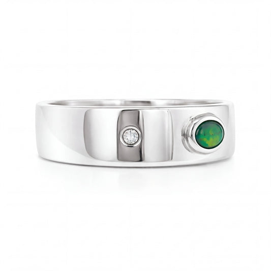 Australian Black Opal Ring set in 925 Sterling Silver - Australian Opal Cutters and Pearl Divers