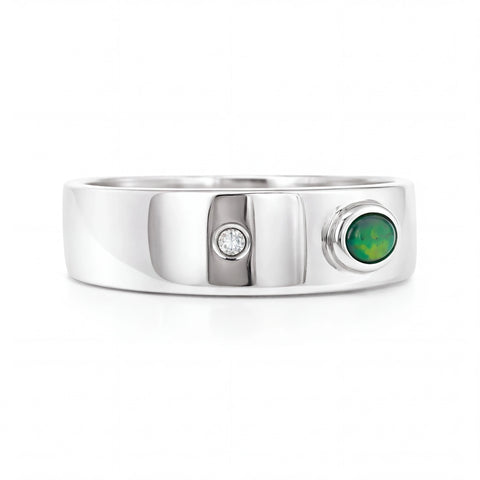Australian Black Opal Ring set in 925 Sterling Silver - Australian Opal Cutters and Pearl Divers