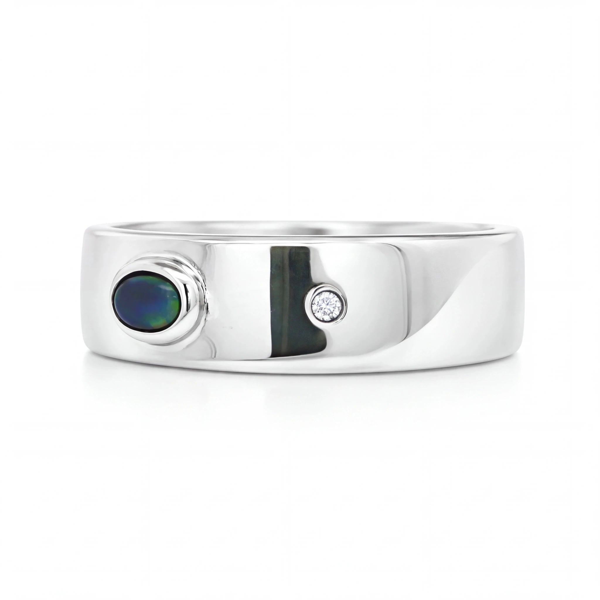 Australian Black Opal Ring set in 925 Sterling Silver - Australian Opal Cutters and Pearl Divers
