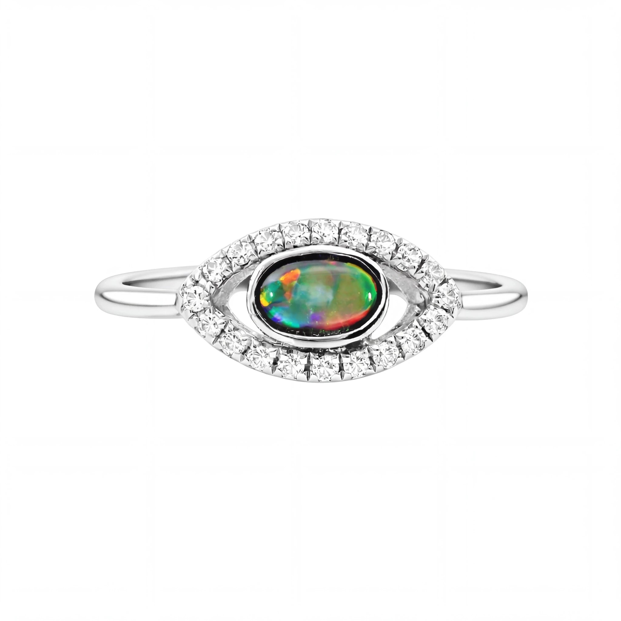 Black Opal Ring In 925 Sterling Silver - Multicolour - Australian Opal Cutters and Pearl Divers