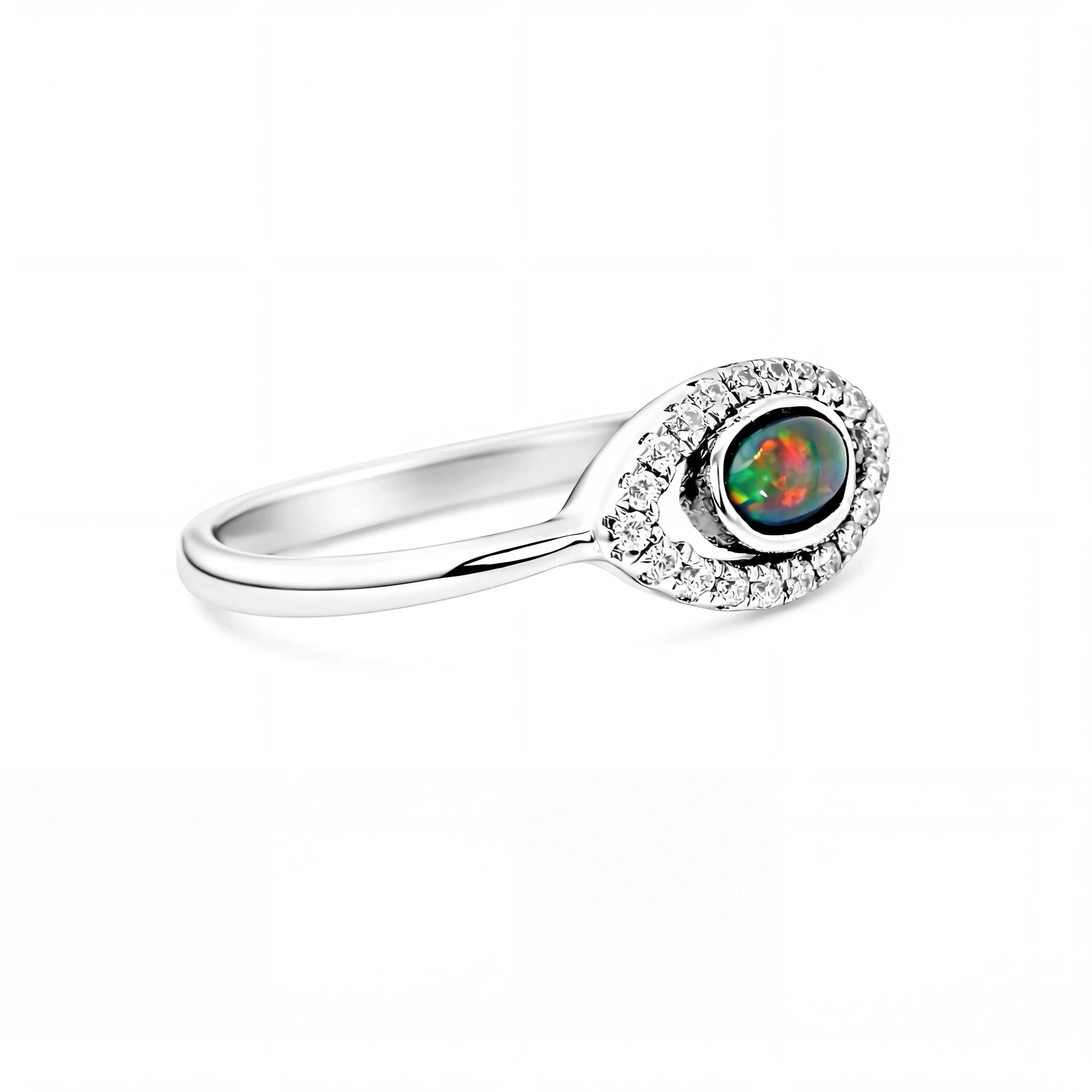 Black Opal Ring In 925 Sterling Silver - Multicolour - Australian Opal Cutters and Pearl Divers