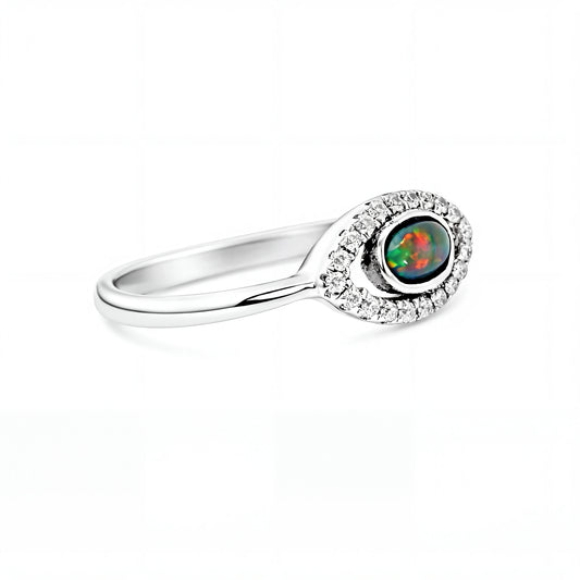 Black Opal Ring In 925 Sterling Silver - Multicolour