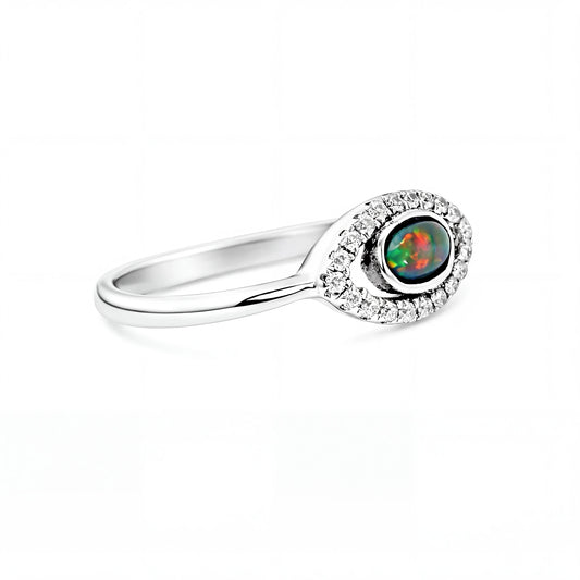 Black Opal Ring In 925 Sterling Silver - Multicolour - Australian Opal Cutters and Pearl Divers
