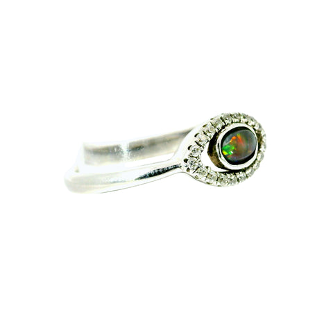 Black Opal Ring in 925 Sterling Silver - Multicolour