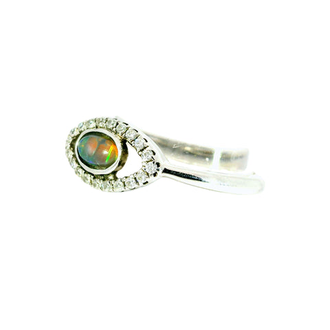 Black Opal Ring in 925 Sterling Silver - Multicolour