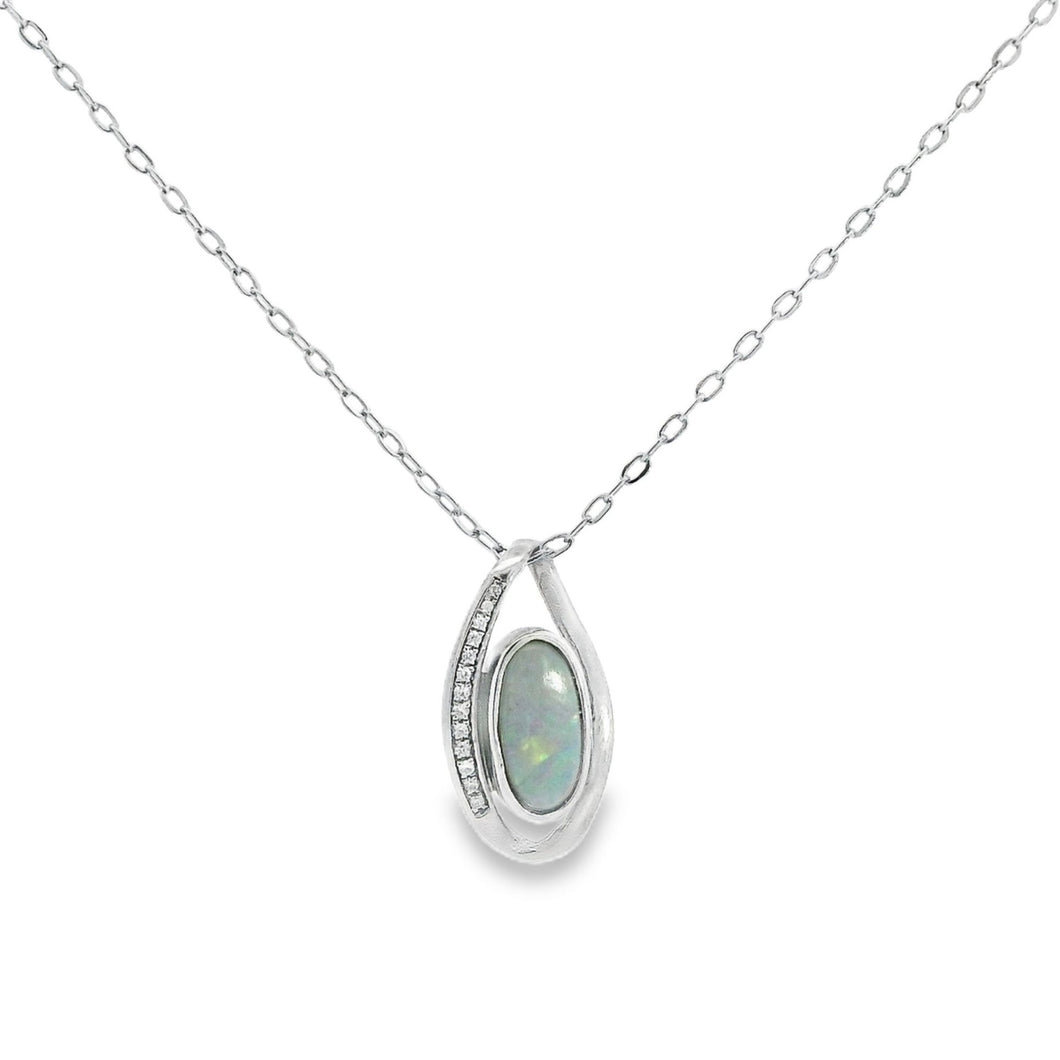 Australian Opal Black Pendant Set in Sterling Silver