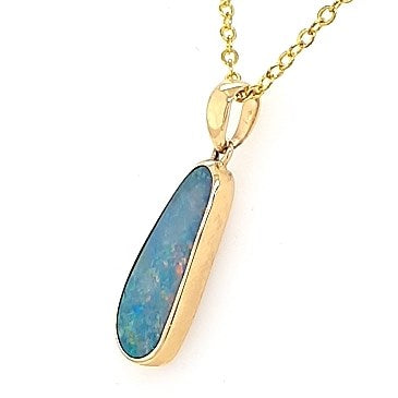 Australian Doublet Opal Pendant Set in 14K Yellow Gold