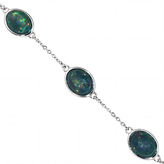 Triplet Opal Bracelet in Stainless Steel - Multicolour - Australian Opal Cutters and Pearl Divers