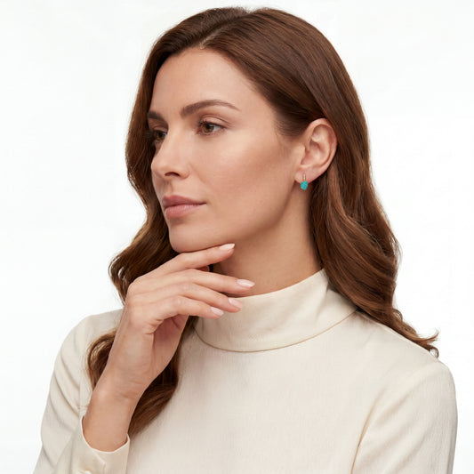 Australian Doublet Opal Earrings 14x10mm Green Blue Gold Plated with Cubic Zirconia