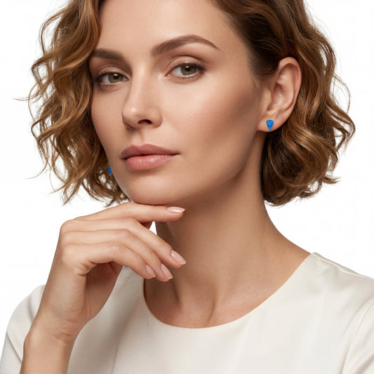 Australian Doublet Opal Earrings 20x18mm Gold Plated Sterling Silver Blue