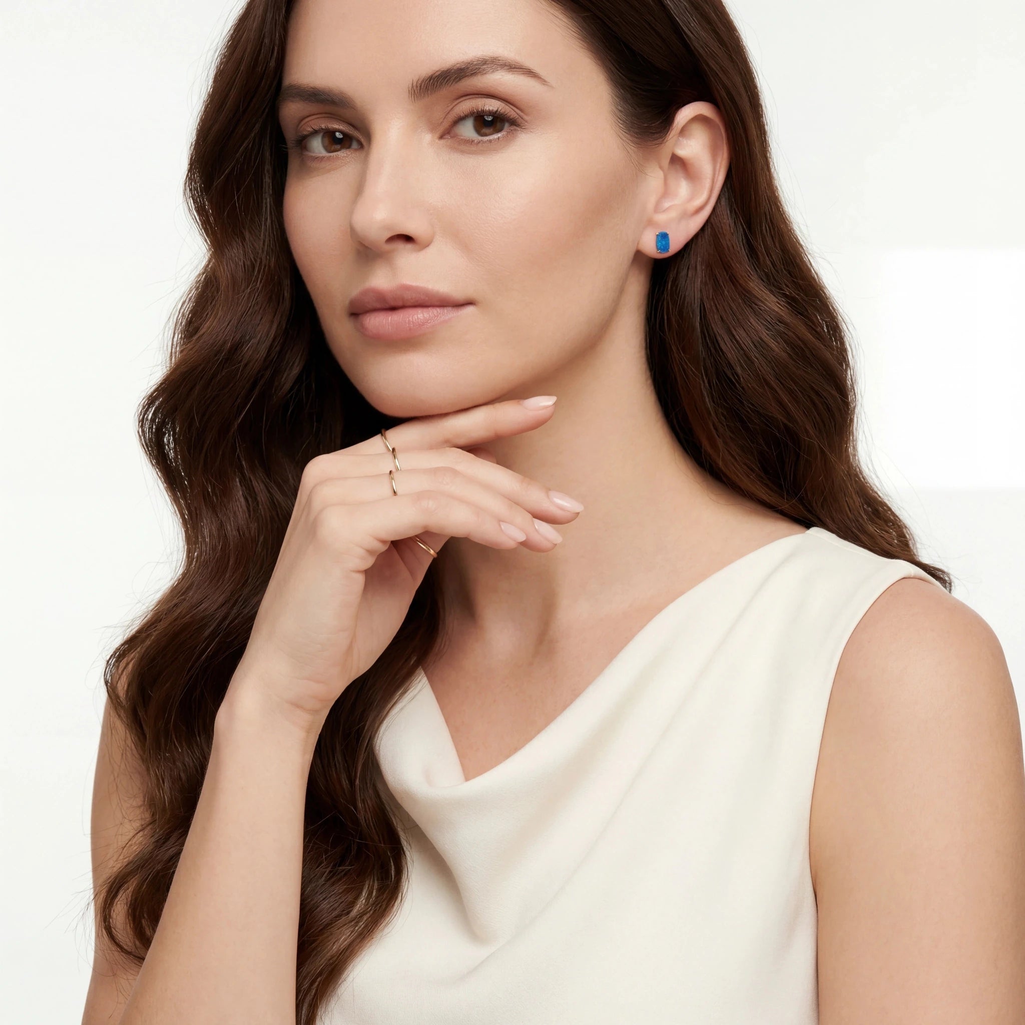 Australian Doublet Opal Earrings 21x11mm Deep Blue Gold Plated Sterling Silver | Australian Opal Cutters - Australian Opal Cutters and Pearl Divers