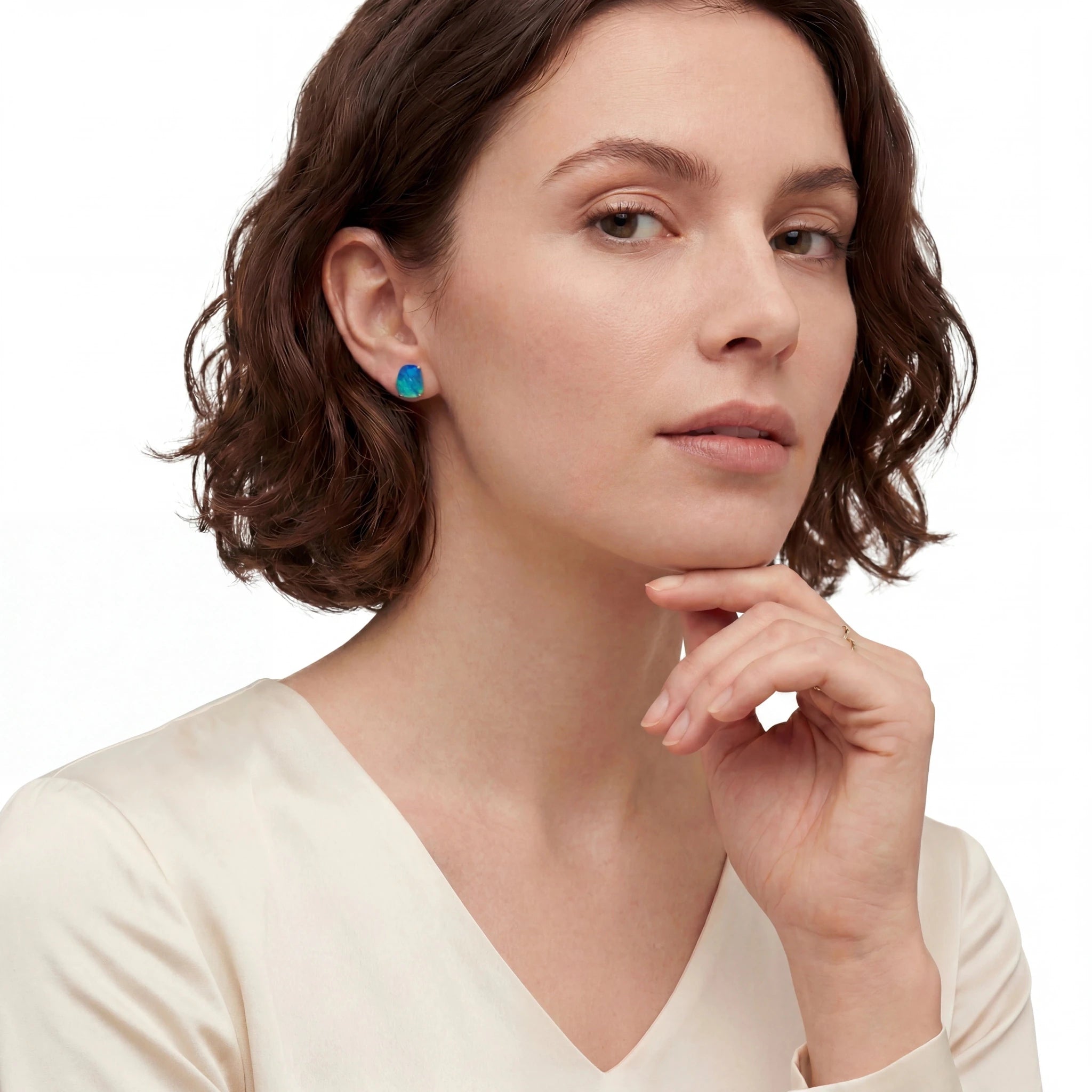 Australian Doublet Opal Earrings 21x17mm Gold Plated Sterling Silver - Australian Opal Cutters and Pearl Divers