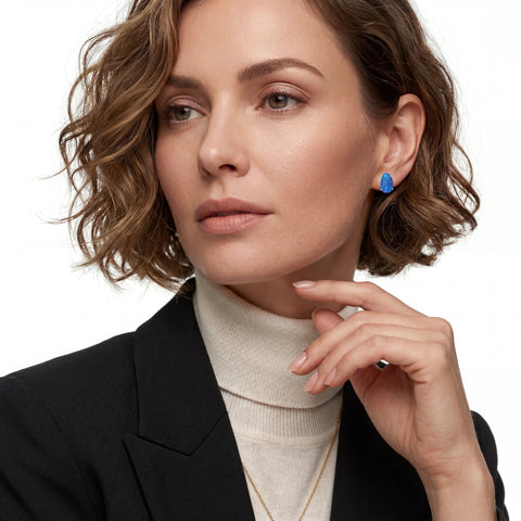 Australian Doublet Opal Earrings 23x14mm Deep Blue Gold Plated Sterling Silver - Australian Opal Cutters and Pearl Divers