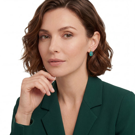 Australian Doublet Opal Earrings 15x11mm Gold Plated Sterling Silver Multicolour