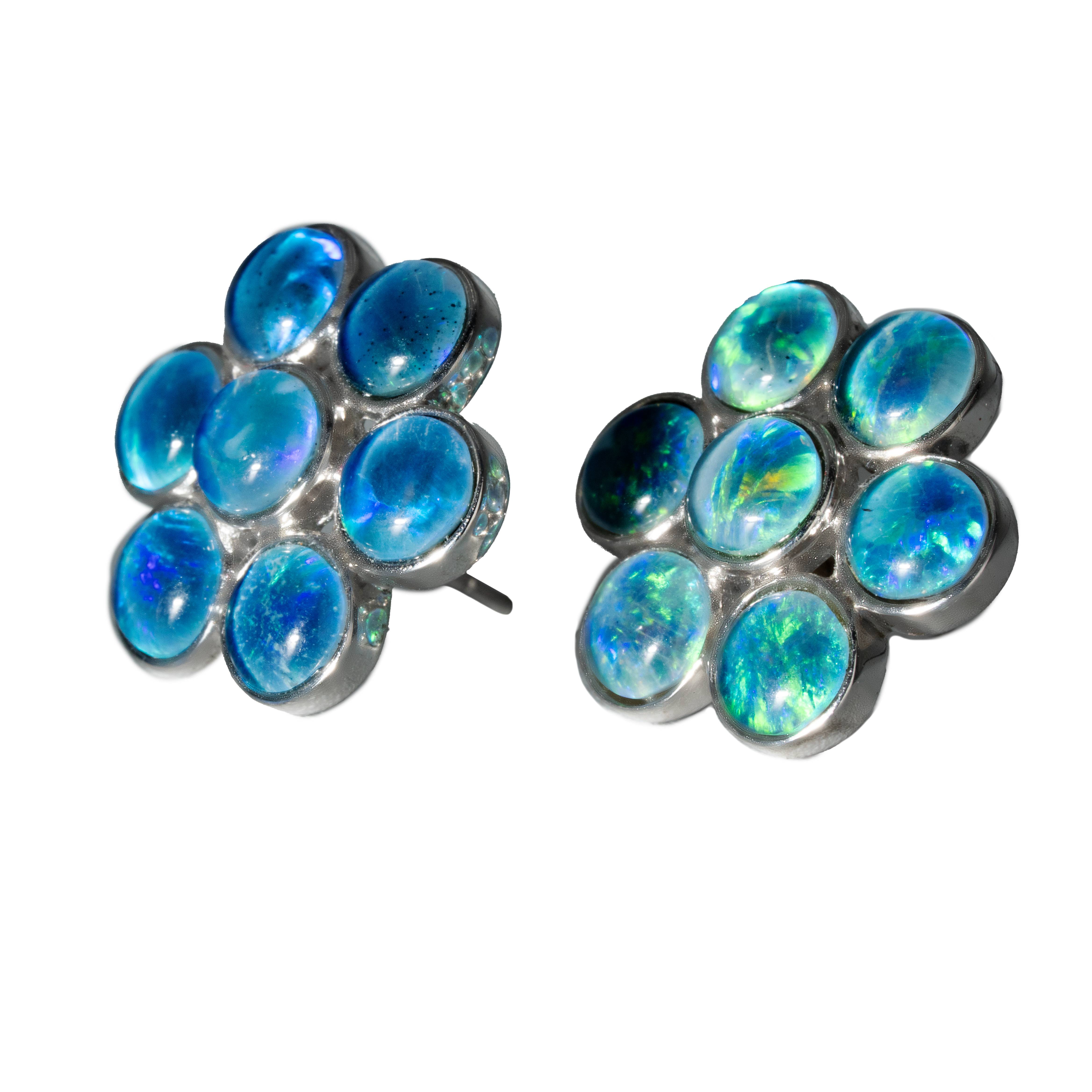 Triplet Opal Earrings in 925 Sterling Silver - Green-Blue