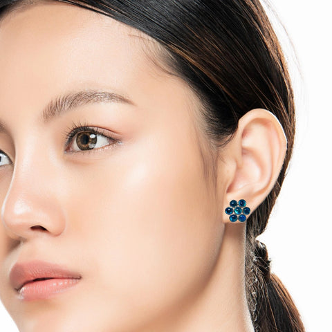 Triplet Opal Earrings in 925 Sterling Silver - Green-Blue