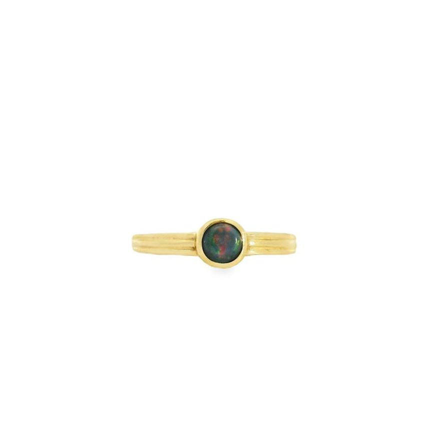 Australian Opal Black Ring set in 14K Yellow Gold