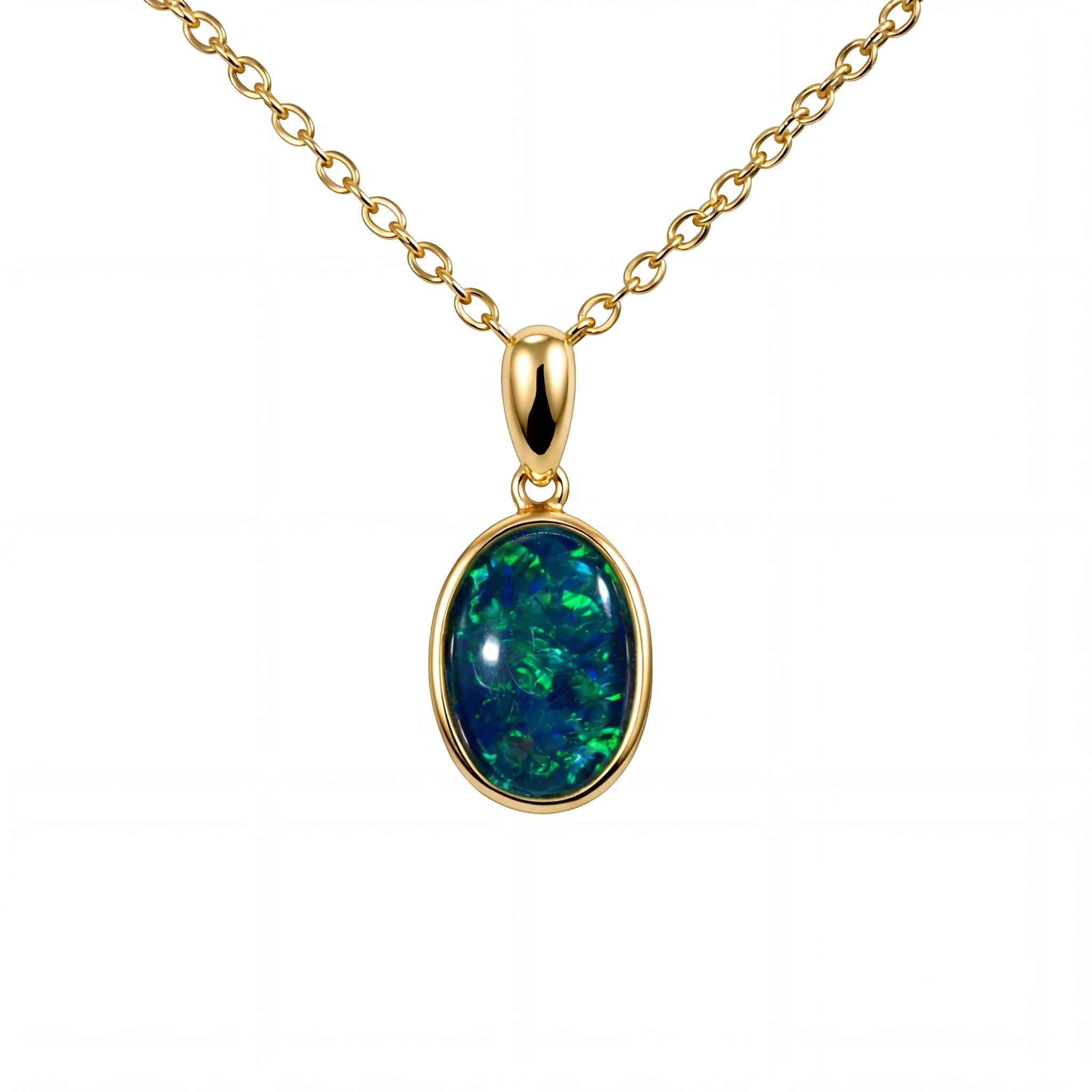 Triplet Opal Pendant in 9K Yellow Gold - Green-Blue - Australian Opal Cutters and Pearl Divers