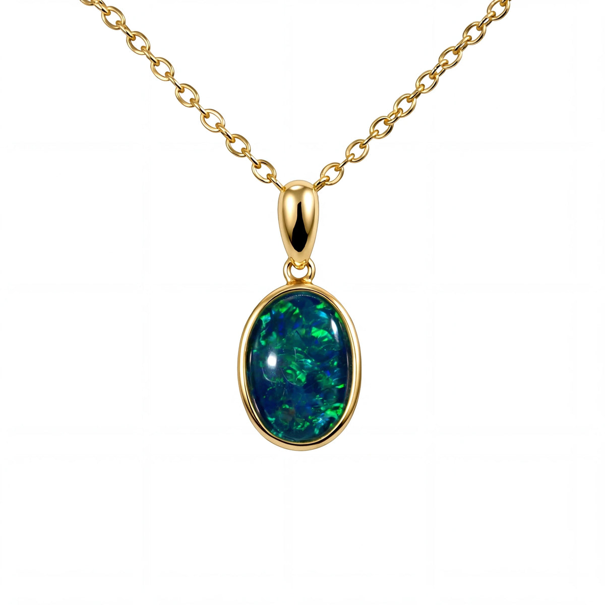 Triplet Opal Pendant in 9K Yellow Gold - Green-Blue - Australian Opal Cutters and Pearl Divers