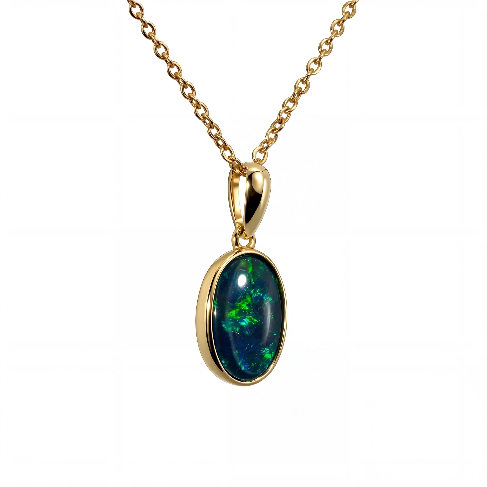 Triplet Opal Pendant in 9K Yellow Gold - Green-Blue - Australian Opal Cutters and Pearl Divers