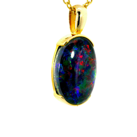 Triplet Opal Pendant in 9K Yellow Gold - Multicolour