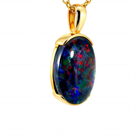 Triplet Opal Pendant in 9K Yellow Gold - Multicolour - Australian Opal Cutters and Pearl Divers