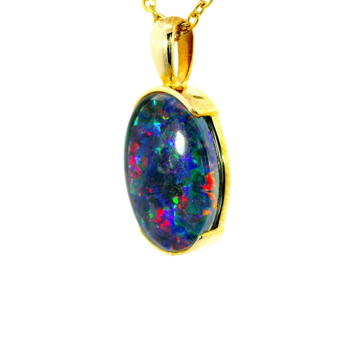 Triplet Opal Pendant in 9K Yellow Gold - Multicolour
