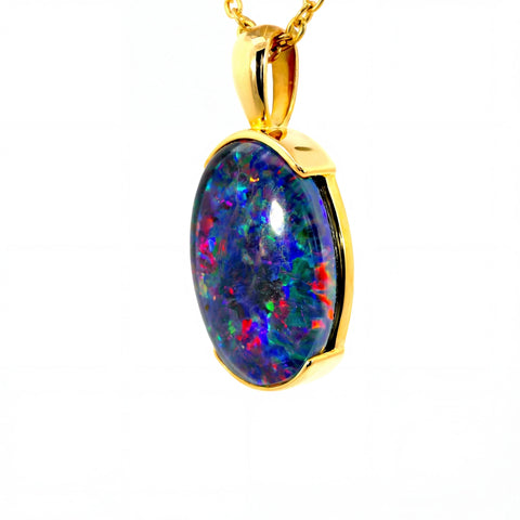 Triplet Opal Pendant in 9K Yellow Gold - Multicolour - Australian Opal Cutters and Pearl Divers