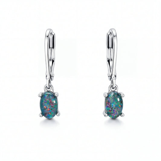 Triplet Opal Earrings in Stainless Steel - Multicolour