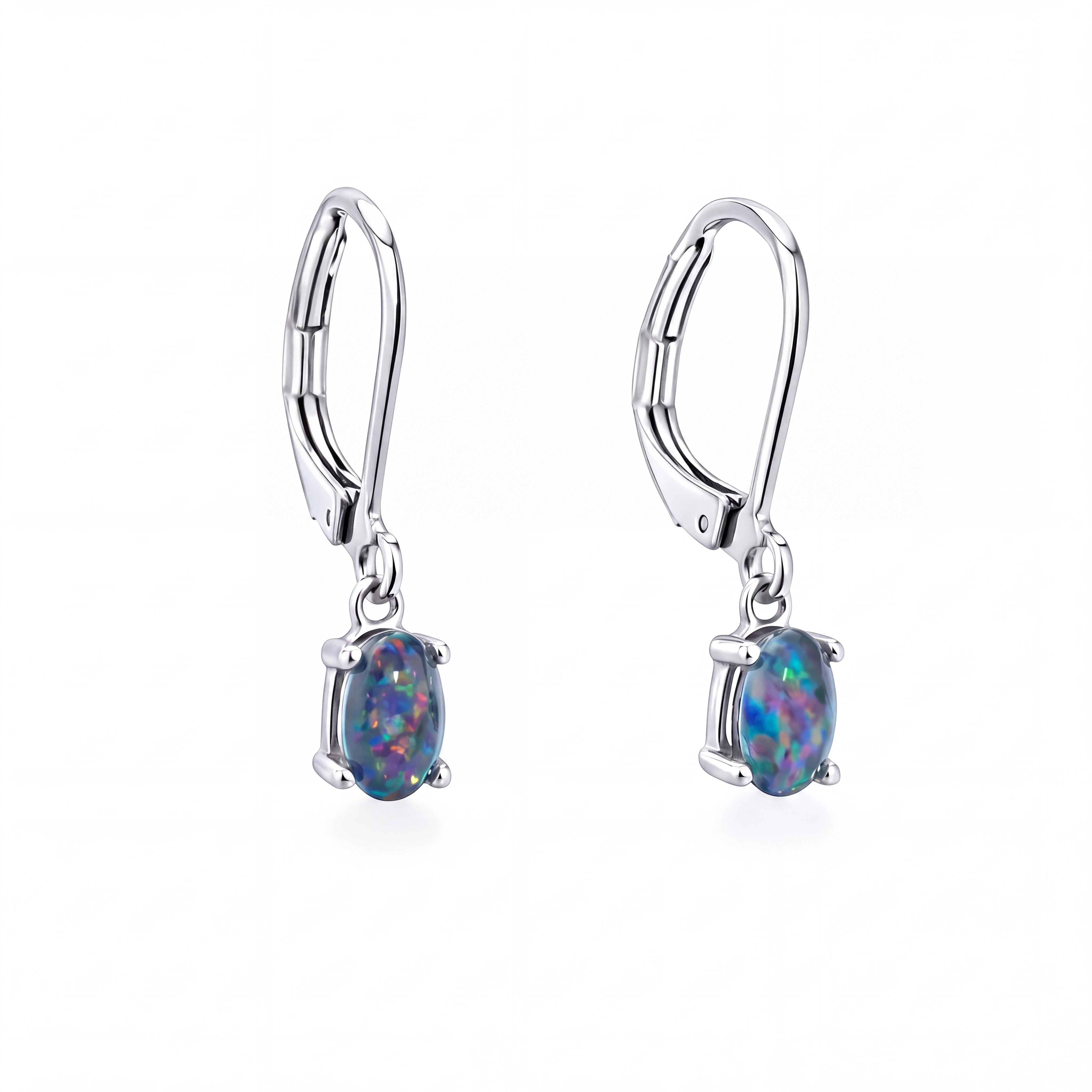 Triplet Opal Earrings in Stainless Steel - Multicolour - Australian Opal Cutters and Pearl Divers