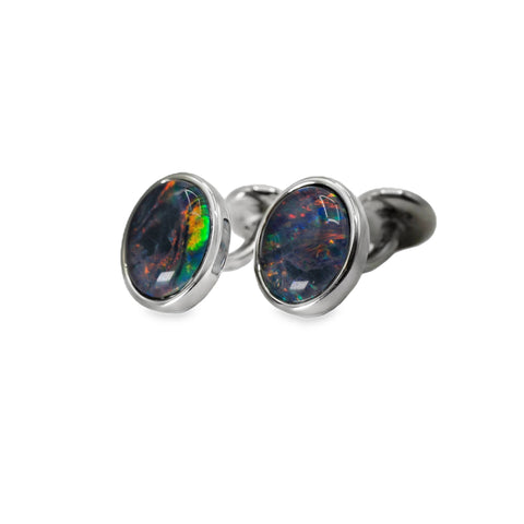 Triplet Opal Cufflinks in Stainless Steel - Multicolour