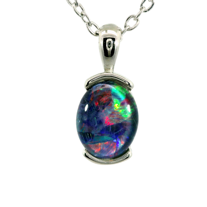 Triplet Opal Pendant in Stainless Steel - Multicolour