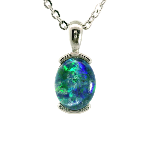 Triplet Opal Pendant in Stainless Steel