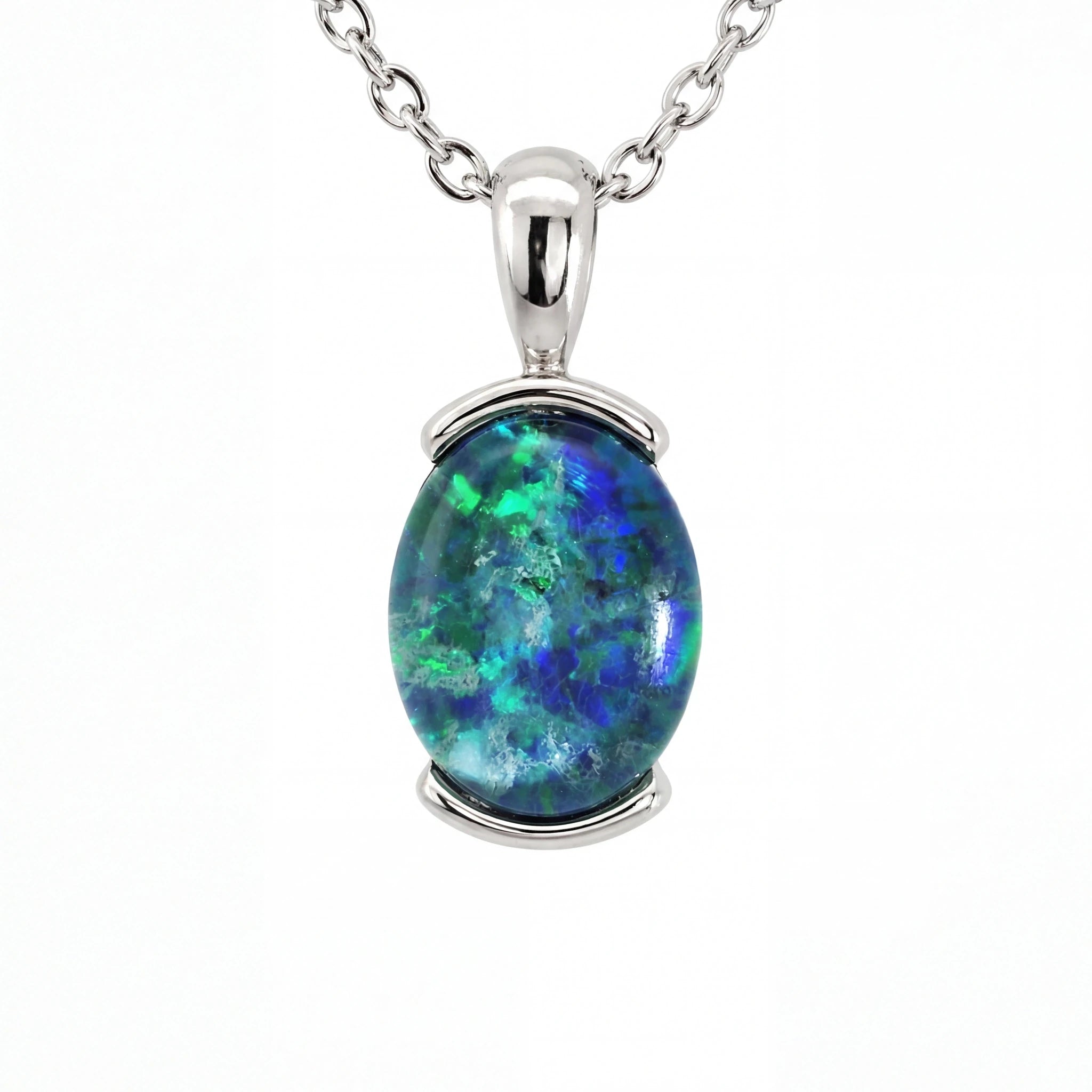 Triplet Opal Pendant in Stainless Steel - Australian Opal Cutters and Pearl Divers