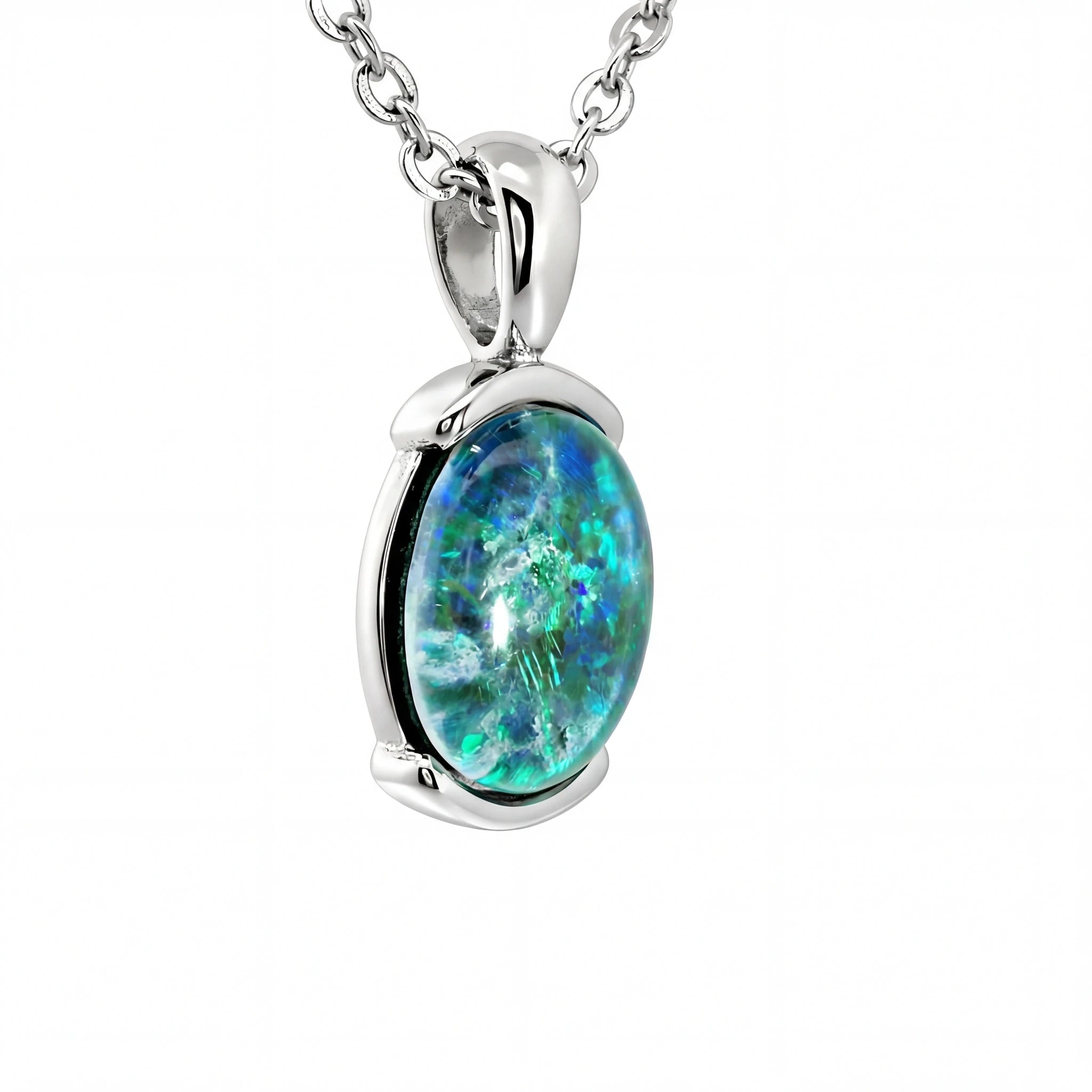 Triplet Opal Pendant in Stainless Steel - Australian Opal Cutters and Pearl Divers
