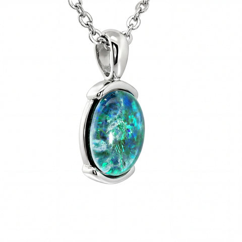 Triplet Opal Pendant in Stainless Steel - Australian Opal Cutters and Pearl Divers