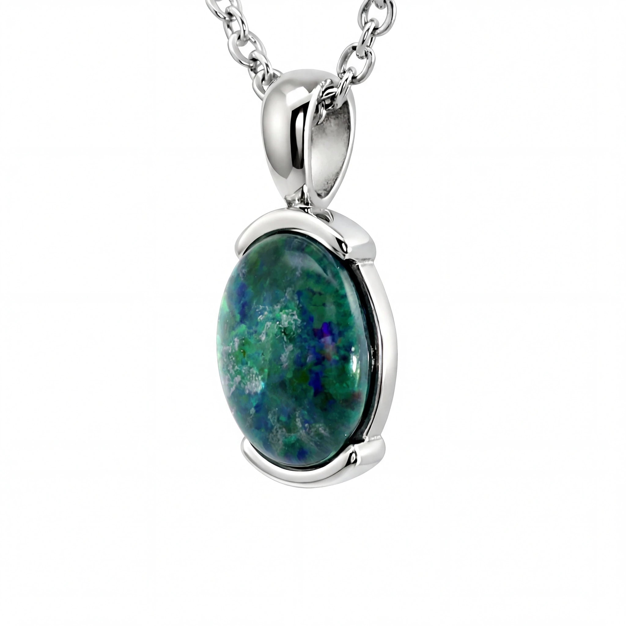 Triplet Opal Pendant in Stainless Steel - Australian Opal Cutters and Pearl Divers