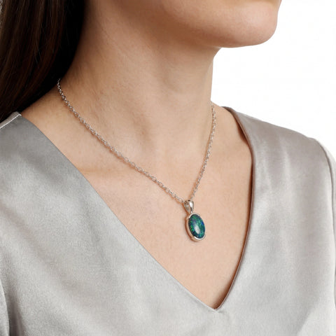 Triplet Opal Pendant in Stainless Steel - Australian Opal Cutters and Pearl Divers